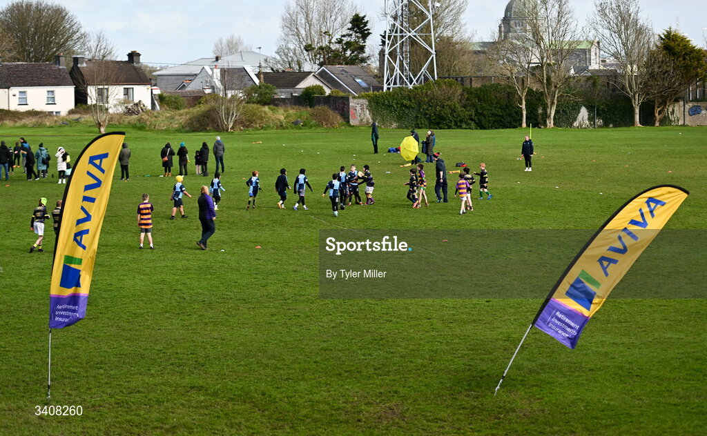 28 March 2026; A general view of action during the Aviva Minis Rugby Festival Connacht at Galway Bay RFC at Knocknacarra Park in Galway. Photo by Tyler Miller/Sportsfile