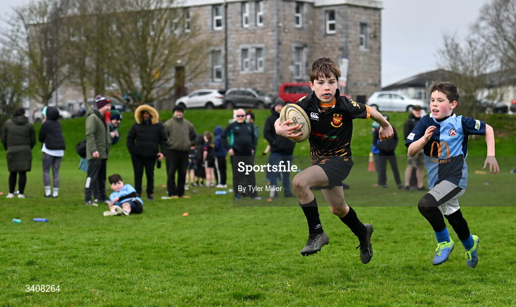 28 March 2026; Action during the Aviva Minis Rugby Festival Connacht match between Buccaneers and Castlebar at Galway Bay RFC at Knocknacarra Park in Galway. Photo by Tyler Miller/Sportsfile