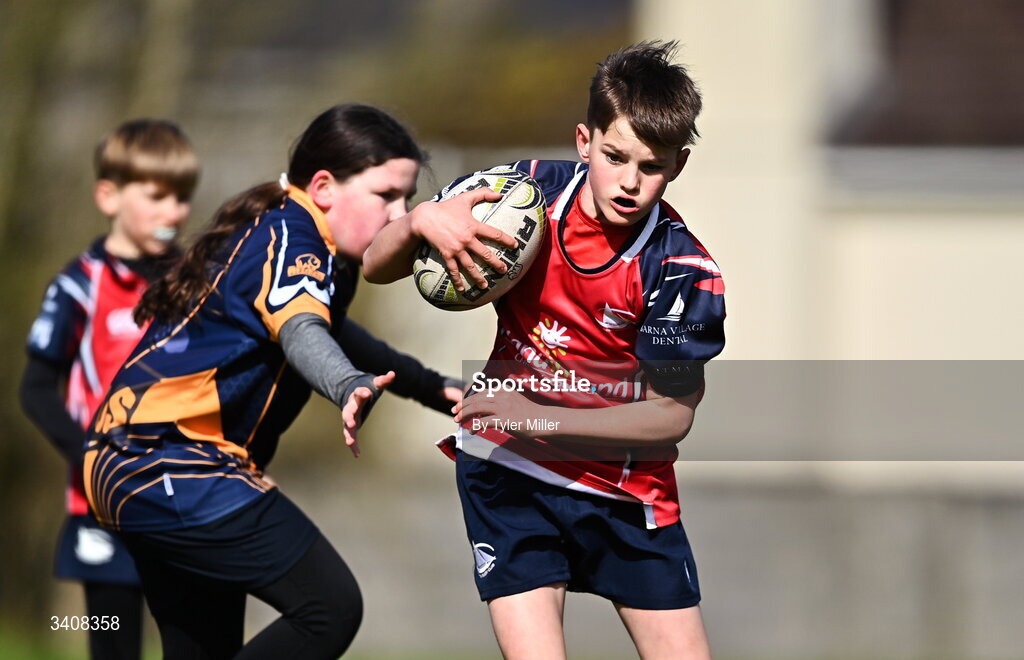 28 March 2026; Action during the Aviva Minis Rugby Festival Connacht match between Galway Bay RFC and Ballinasloe at Galway Bay RFC at Knocknacarra Park in Galway. Photo by Tyler Miller/Sportsfile