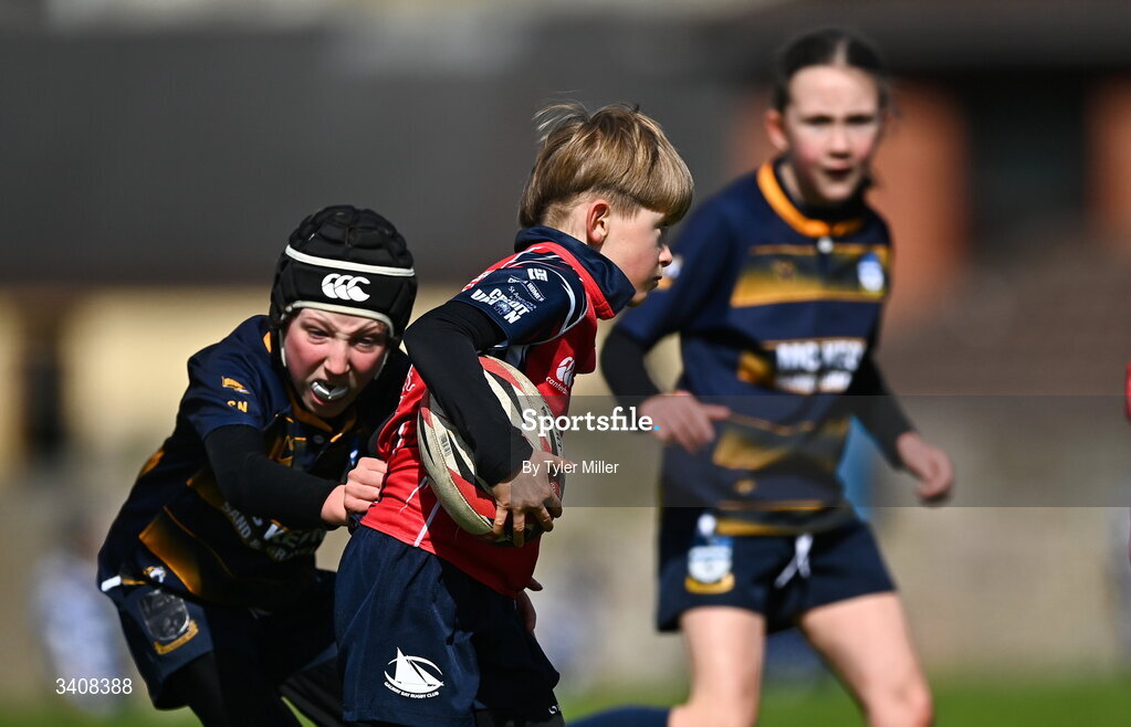 28 March 2026; Action during the Aviva Minis Rugby Festival Connacht match between Galway Bay RFC and Ballinasloe at Galway Bay RFC at Knocknacarra Park in Galway. Photo by Tyler Miller/Sportsfile