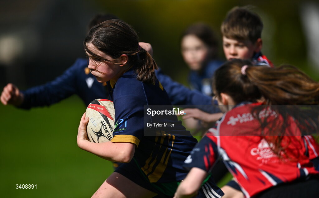 28 March 2026; Action during the Aviva Minis Rugby Festival Connacht match between Galway Bay RFC and Ballinasloe at Galway Bay RFC at Knocknacarra Park in Galway. Photo by Tyler Miller/Sportsfile