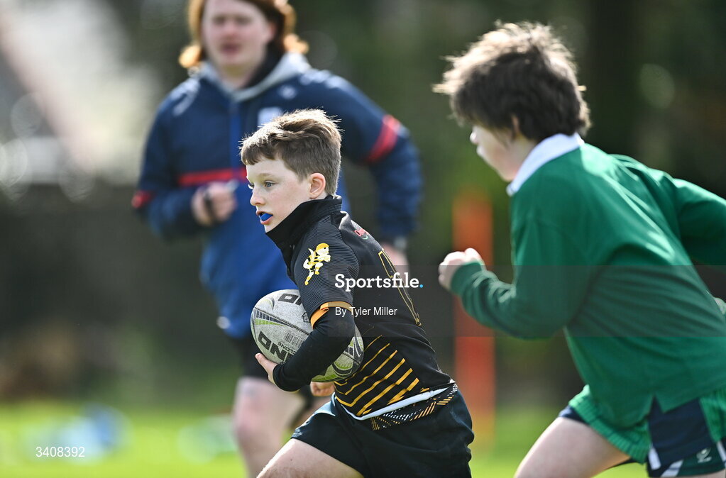28 March 2026; Action during the Aviva Minis Rugby Festival Connacht match between Buccaneers and Ballina at Galway Bay RFC at Knocknacarra Park in Galway. Photo by Tyler Miller/Sportsfile