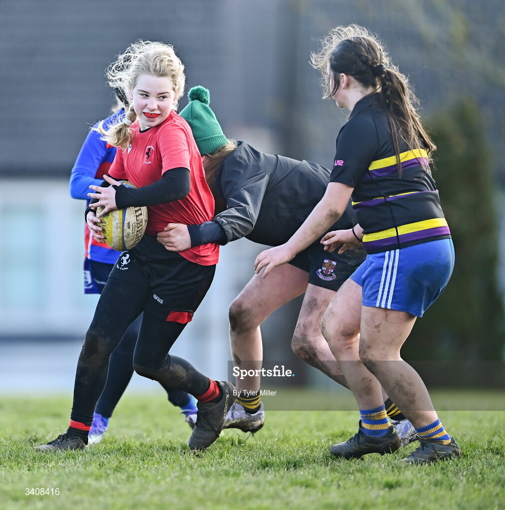 28 March 2026; Action during the Aviva Minis Rugby Festival Connacht match between Loughrea and Claremorris at Galway Bay RFC at Knocknacarra Park in Galway. Photo by Tyler Miller/Sportsfile