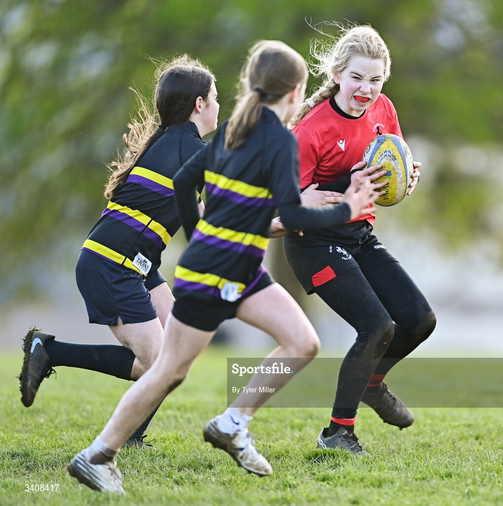 28 March 2026; Action during the Aviva Minis Rugby Festival Connacht match between Loughrea and Claremorris at Galway Bay RFC at Knocknacarra Park in Galway. Photo by Tyler Miller/Sportsfile