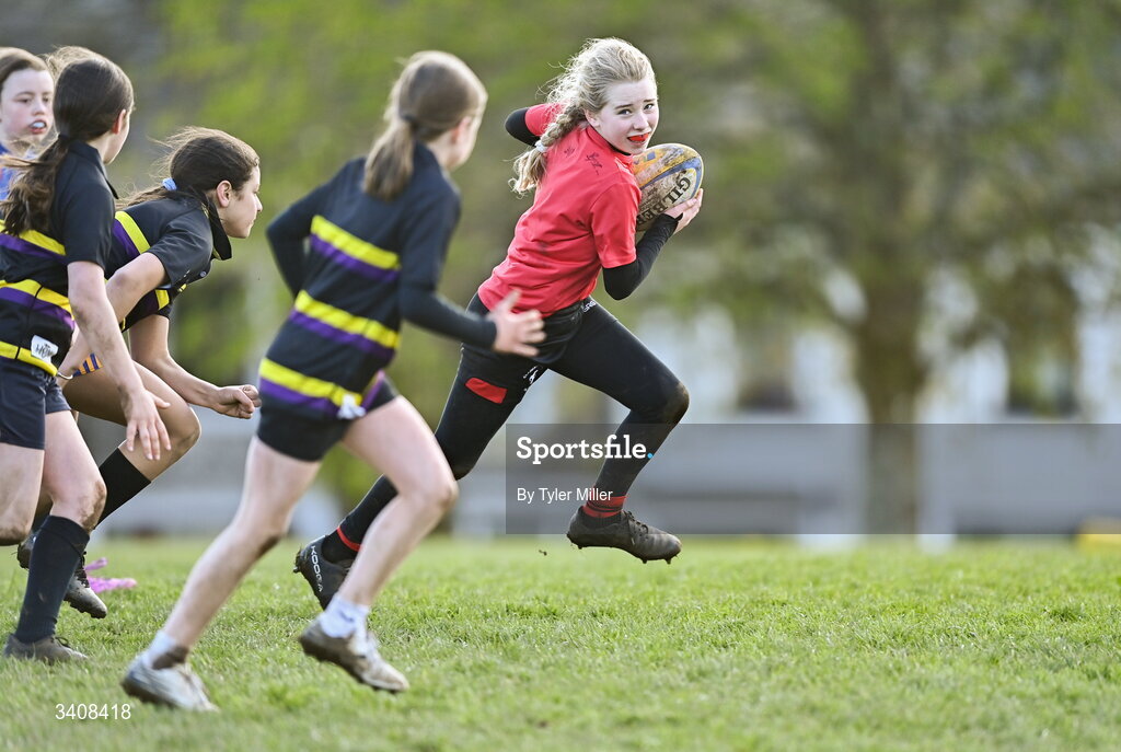 28 March 2026; Action during the Aviva Minis Rugby Festival Connacht match between Loughrea and Claremorris at Galway Bay RFC at Knocknacarra Park in Galway. Photo by Tyler Miller/Sportsfile