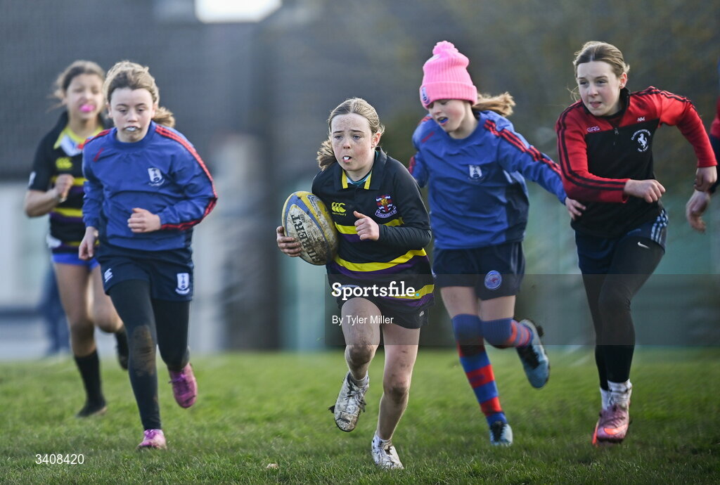 28 March 2026; Action during the Aviva Minis Rugby Festival Connacht match between Loughrea and Claremorris at Galway Bay RFC at Knocknacarra Park in Galway. Photo by Tyler Miller/Sportsfile