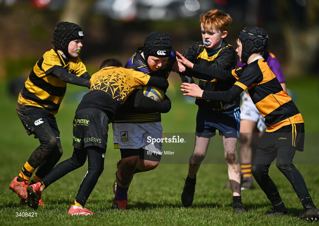 28 March 2026; Action during the Aviva Minis Rugby Festival Connacht match between Ballyhaunis and Carrick-on-Shannon at Galway Bay RFC at Knocknacarra Park in Galway. Photo by Tyler Miller/Sportsfile