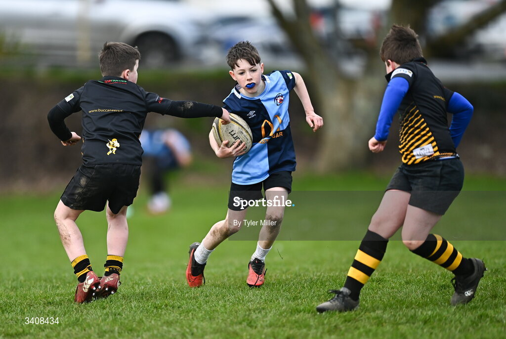 28 March 2026; Action during the Aviva Minis Rugby Festival Connacht match between Buccaneers and Castlebar at Galway Bay RFC at Knocknacarra Park in Galway. Photo by Tyler Miller/Sportsfile