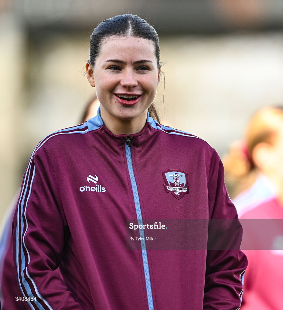 28 March 2026; Aoibheann Costello of Galway United before the SSE Airtricity Women's Premier Division match between Galway United and Wexford at Eamonn Deacy Park in Galway. Photo by Tyler Miller/Sportsfile