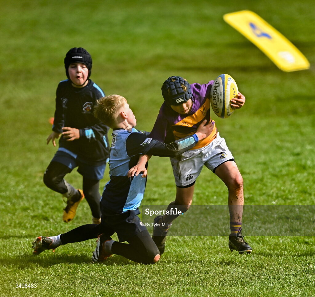 28 March 2026; Action during the Aviva Minis Rugby Festival Connacht match between Ballyhaunis and Castlebar at Galway Bay RFC at Knocknacarra Park in Galway. Photo by Tyler Miller/Sportsfile