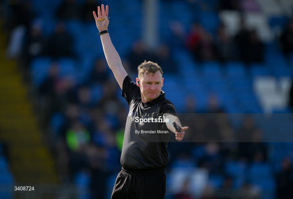 28 March 2026; Referee Niall Malone during the Allianz Hurling League Division 2 final match between Laois and Kerry at Laois Hire O'Moore Park in Portlaoise, Laois. Photo by Brendan Moran/Sportsfile