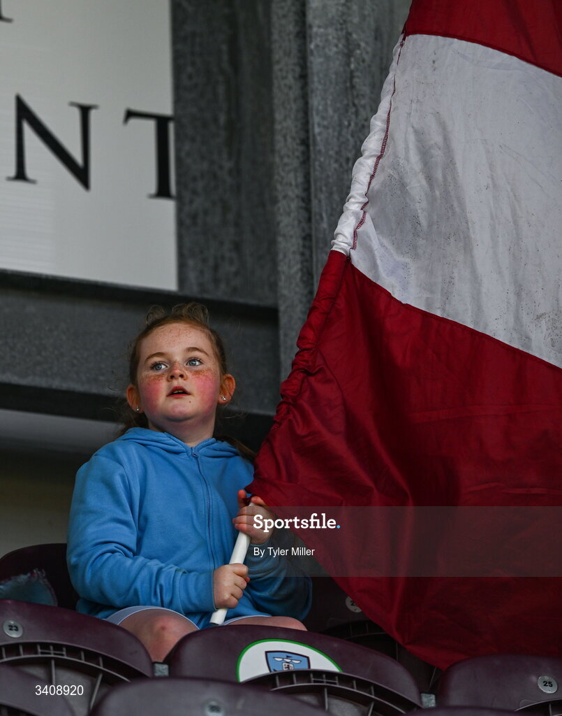 28 March 2026; A young Galway United supporter before the SSE Airtricity Women's Premier Division match between Galway United and Wexford at Eamonn Deacy Park in Galway. Photo by Tyler Miller/Sportsfile