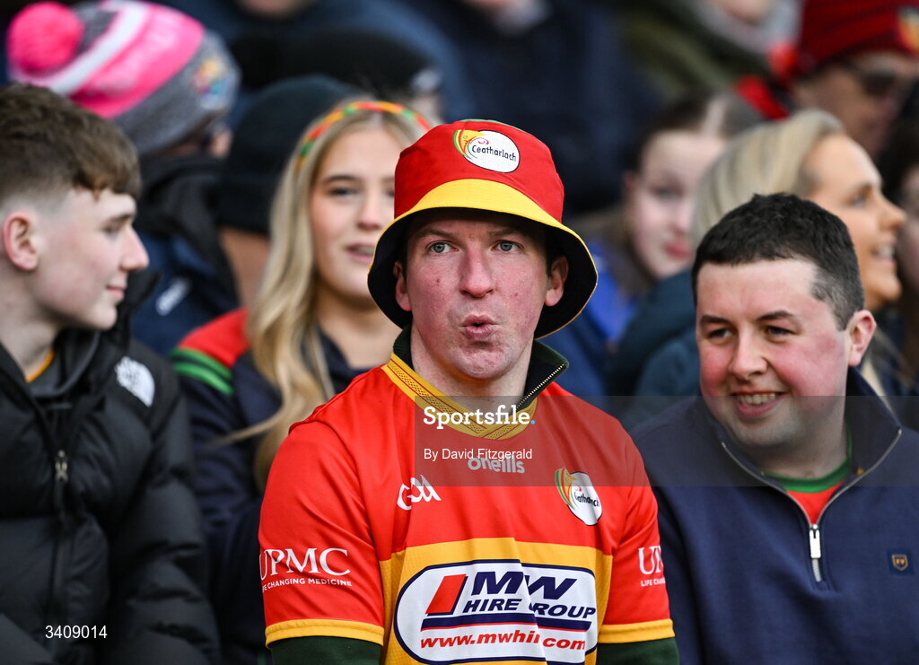 28 March 2026; Carlow supporters during the Allianz Football League Division 4 final match between Carlow and Longford at Croke Park in Dublin. Photo by David Fitzgerald/Sportsfile