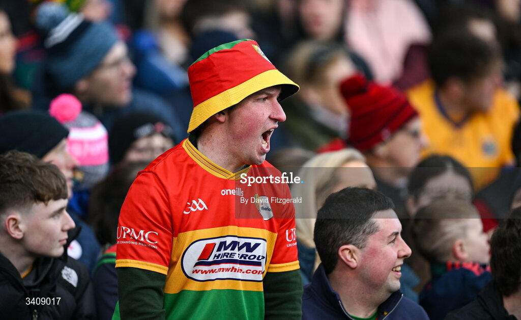 28 March 2026; Carlow supporters during the Allianz Football League Division 4 final match between Carlow and Longford at Croke Park in Dublin. Photo by David Fitzgerald/Sportsfile