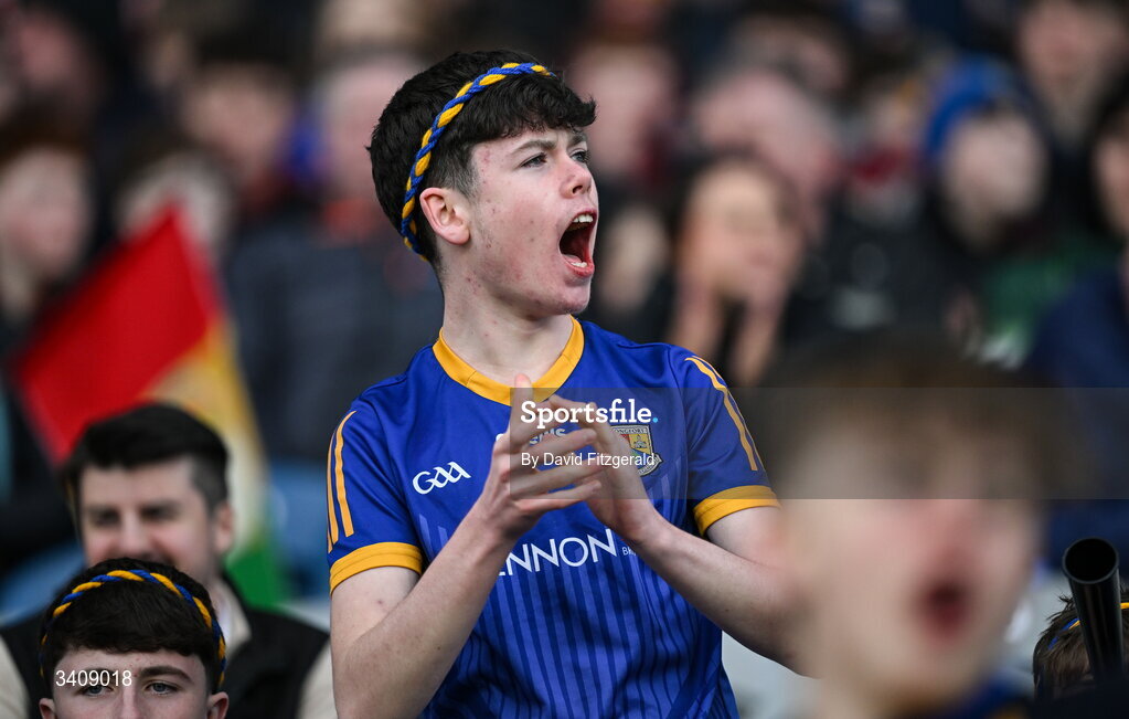 28 March 2026; Longford supporters during the Allianz Football League Division 4 final match between Carlow and Longford at Croke Park in Dublin. Photo by David Fitzgerald/Sportsfile