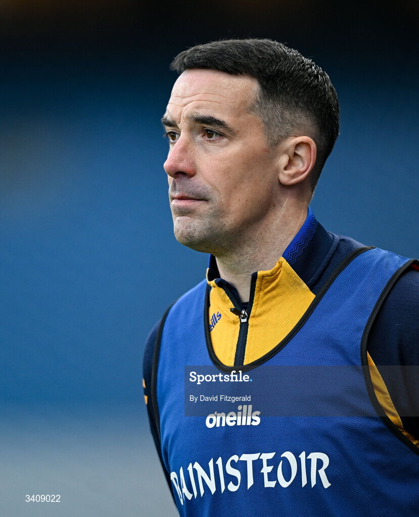 28 March 2026; Longford manager Mike Solan during the Allianz Football League Division 4 final match between Carlow and Longford at Croke Park in Dublin. Photo by David Fitzgerald/Sportsfile