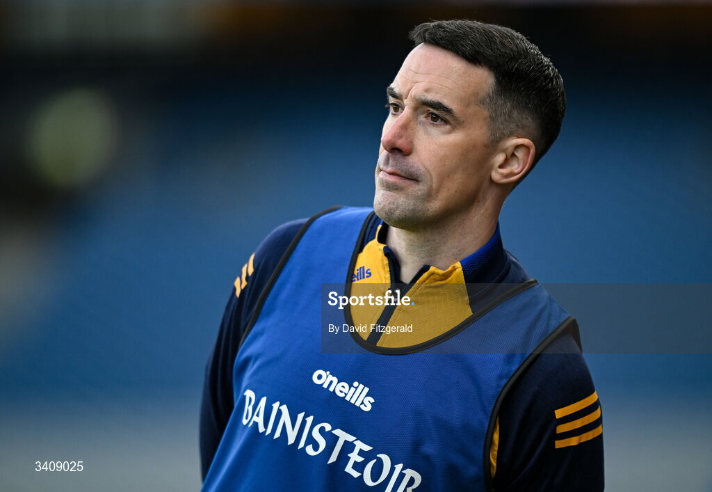 28 March 2026; Longford manager Mike Solan during the Allianz Football League Division 4 final match between Carlow and Longford at Croke Park in Dublin. Photo by David Fitzgerald/Sportsfile