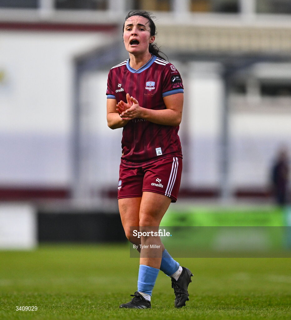 28 March 2026; Niamh Farrelly of Galway United during the SSE Airtricity Women's Premier Division match between Galway United and Wexford at Eamonn Deacy Park in Galway. Photo by Tyler Miller/Sportsfile