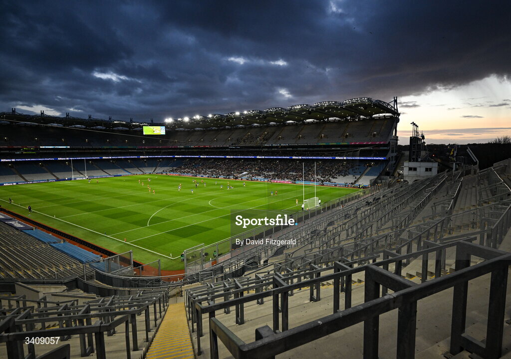 28 March 2026; A general view from Hill 16 during the Allianz Football League Division 4 final match between Carlow and Longford at Croke Park in Dublin. Photo by David Fitzgerald/Sportsfile