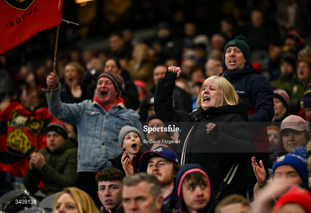 28 March 2026; Down supporters during the Allianz Football League Division 3 final match between Down and Wexford at Croke Park in Dublin. Photo by David Fitzgerald/Sportsfile