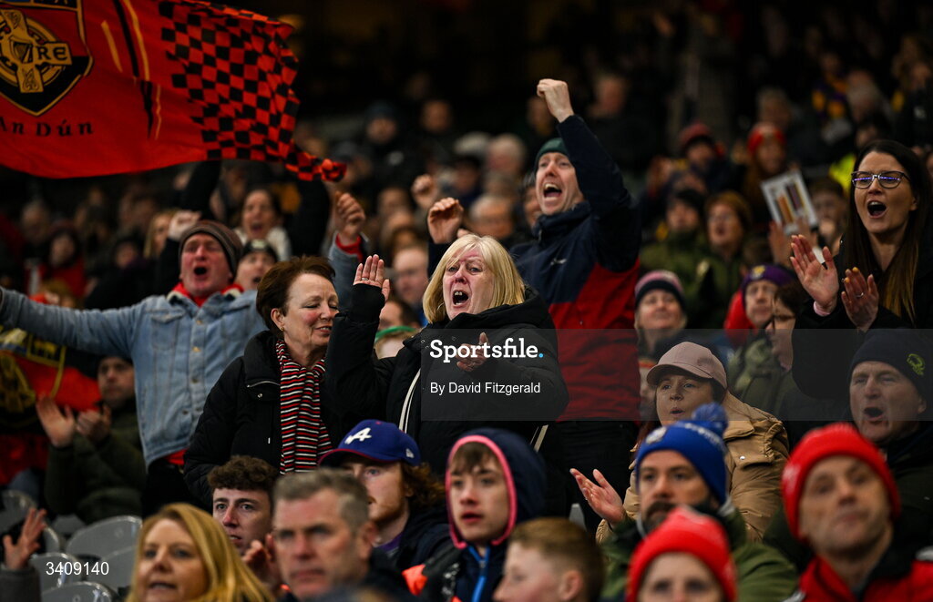 28 March 2026; Down supporters during the Allianz Football League Division 3 final match between Down and Wexford at Croke Park in Dublin. Photo by David Fitzgerald/Sportsfile