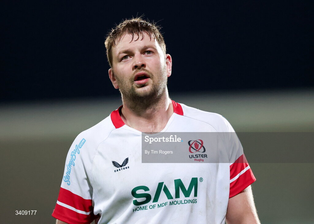 28 March 2026; Iain Henderson of Ulster looks on during the United Rugby Championship match between Zebre and Ulster at Stadio Lanfranchi in Parma, Italy. Photo by Tim Rogers/Sportsfile
