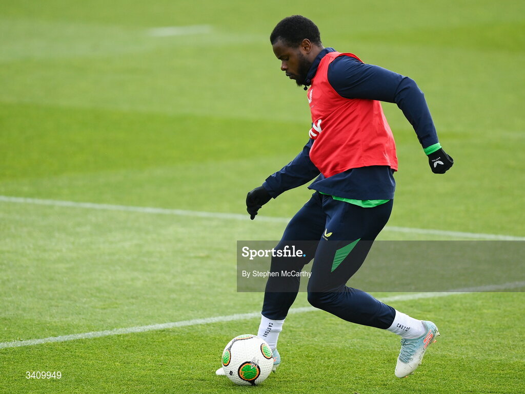 30 March 2026; Millenic Alli during a Republic of Ireland men's training session at the FAI National Training Centre in Abbotstown, Dublin. Photo by Stephen McCarthy/Sportsfile