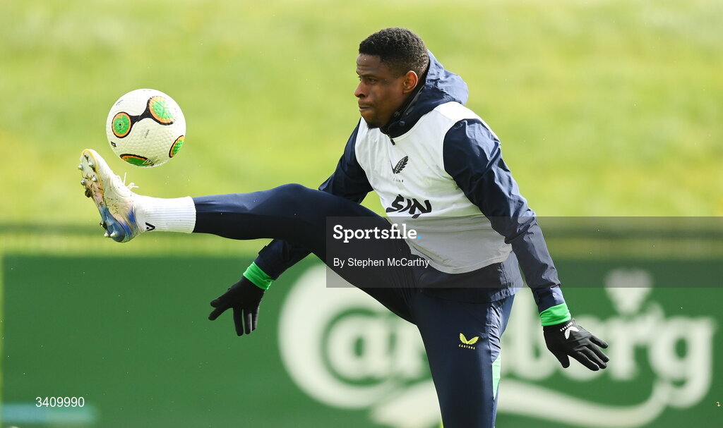 30 March 2026; Chiedozie Ogbene during a Republic of Ireland men's training session at the FAI National Training Centre in Abbotstown, Dublin. Photo by Stephen McCarthy/Sportsfile