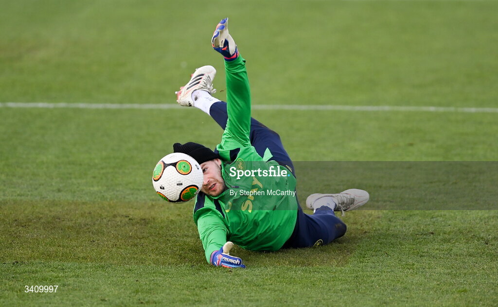 30 March 2026; Goalkeeper Caoimhin Kelleher during a Republic of Ireland men's training session at the FAI National Training Centre in Abbotstown, Dublin. Photo by Stephen McCarthy/Sportsfile