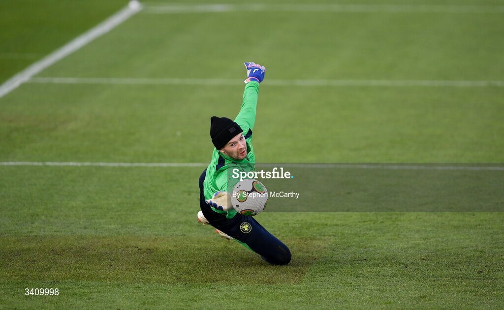 30 March 2026; Goalkeeper Caoimhin Kelleher during a Republic of Ireland men's training session at the FAI National Training Centre in Abbotstown, Dublin. Photo by Stephen McCarthy/Sportsfile