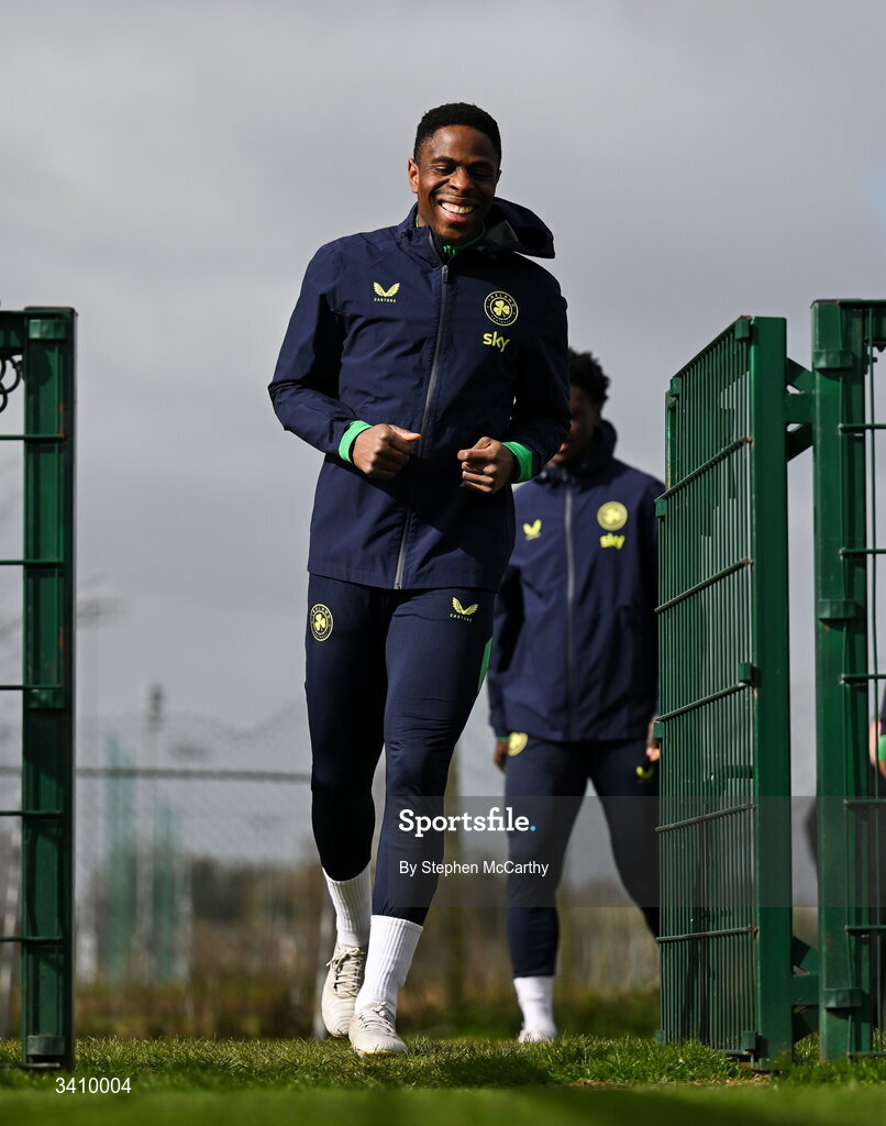 30 March 2026; Chiedozie Ogbene during a Republic of Ireland men's training session at the FAI National Training Centre in Abbotstown, Dublin. Photo by Stephen McCarthy/Sportsfile