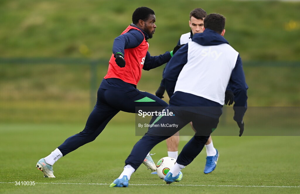 30 March 2026; Millenic Alli during a Republic of Ireland men's training session at the FAI National Training Centre in Abbotstown, Dublin. Photo by Stephen McCarthy/Sportsfile