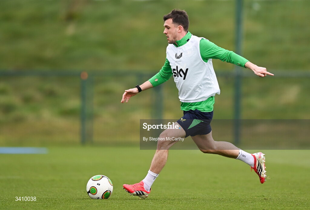 30 March 2026; Jason Knight during a Republic of Ireland men's training session at the FAI National Training Centre in Abbotstown, Dublin. Photo by Stephen McCarthy/Sportsfile