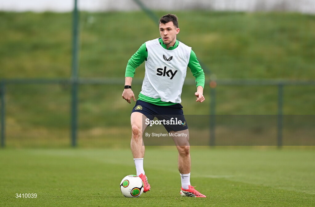 30 March 2026; Jason Knight during a Republic of Ireland men's training session at the FAI National Training Centre in Abbotstown, Dublin. Photo by Stephen McCarthy/Sportsfile