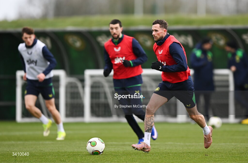 30 March 2026; Alan Browne during a Republic of Ireland men's training session at the FAI National Training Centre in Abbotstown, Dublin. Photo by Stephen McCarthy/Sportsfile