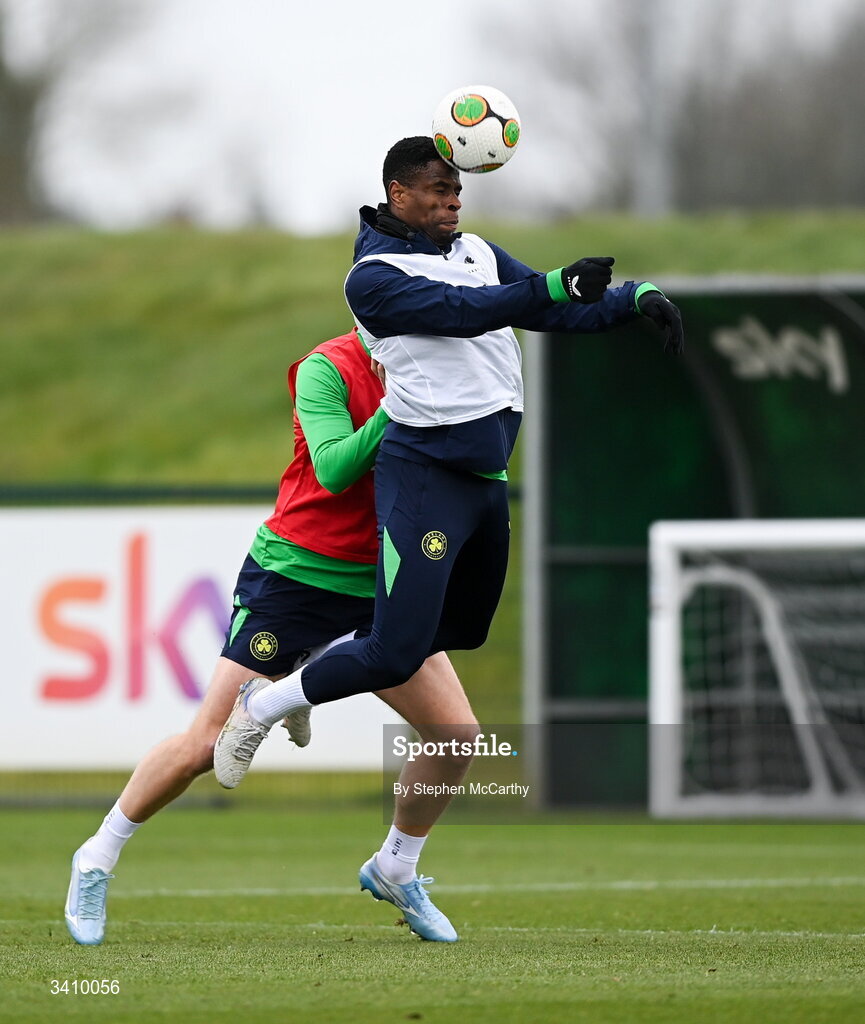 30 March 2026; Chiedozie Ogbene during a Republic of Ireland men's training session at the FAI National Training Centre in Abbotstown, Dublin. Photo by Stephen McCarthy/Sportsfile