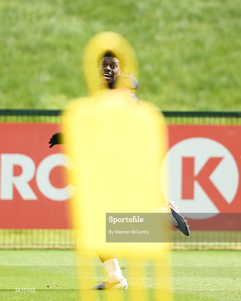 30 March 2026; James Abankwah during a Republic of Ireland men's training session at the FAI National Training Centre in Abbotstown, Dublin. Photo by Stephen McCarthy/Sportsfile