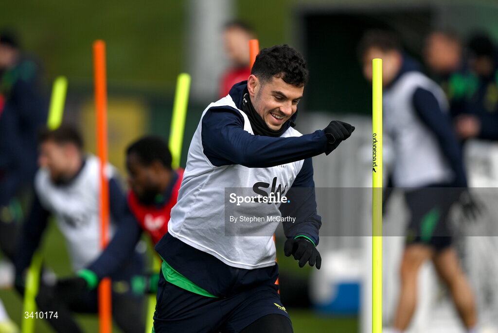 30 March 2026; John Egan during a Republic of Ireland men's training session at the FAI National Training Centre in Abbotstown, Dublin. Photo by Stephen McCarthy/Sportsfile