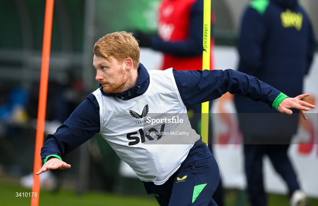 30 March 2026; Liam Scales during a Republic of Ireland men's training session at the FAI National Training Centre in Abbotstown, Dublin. Photo by Stephen McCarthy/Sportsfile