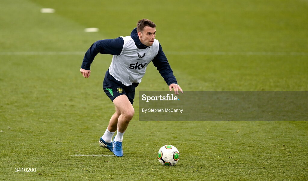 30 March 2026; Seamus Coleman during a Republic of Ireland men's training session at the FAI National Training Centre in Abbotstown, Dublin. Photo by Stephen McCarthy/Sportsfile