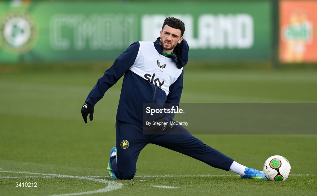 30 March 2026; Troy Parrott during a Republic of Ireland men's training session at the FAI National Training Centre in Abbotstown, Dublin. Photo by Stephen McCarthy/Sportsfile