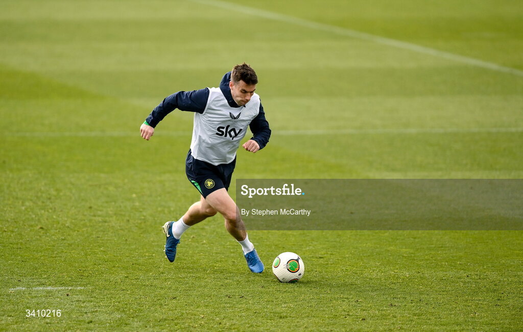 30 March 2026; Seamus Coleman during a Republic of Ireland men's training session at the FAI National Training Centre in Abbotstown, Dublin. Photo by Stephen McCarthy/Sportsfile