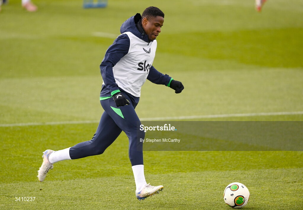 30 March 2026; Chiedozie Ogbene during a Republic of Ireland men's training session at the FAI National Training Centre in Abbotstown, Dublin. Photo by Stephen McCarthy/Sportsfile