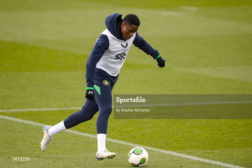 30 March 2026; Chiedozie Ogbene during a Republic of Ireland men's training session at the FAI National Training Centre in Abbotstown, Dublin. Photo by Stephen McCarthy/Sportsfile