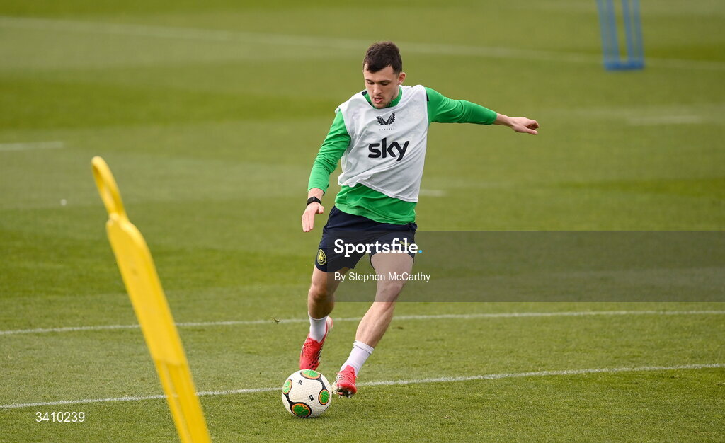 30 March 2026; Jason Knight during a Republic of Ireland men's training session at the FAI National Training Centre in Abbotstown, Dublin. Photo by Stephen McCarthy/Sportsfile