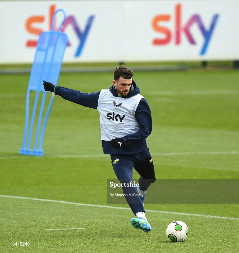 30 March 2026; Troy Parrott during a Republic of Ireland men's training session at the FAI National Training Centre in Abbotstown, Dublin. Photo by Stephen McCarthy/Sportsfile