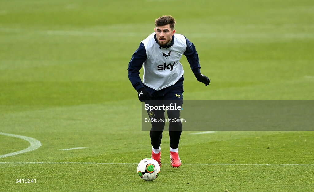 30 March 2026; Ryan Manning during a Republic of Ireland men's training session at the FAI National Training Centre in Abbotstown, Dublin. Photo by Stephen McCarthy/Sportsfile