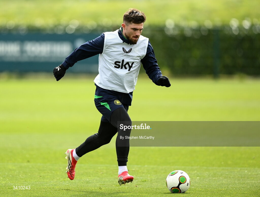 30 March 2026; Ryan Manning during a Republic of Ireland men's training session at the FAI National Training Centre in Abbotstown, Dublin. Photo by Stephen McCarthy/Sportsfile