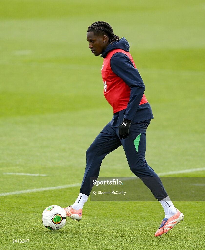 30 March 2026; Bosun Lawal during a Republic of Ireland men's training session at the FAI National Training Centre in Abbotstown, Dublin. Photo by Stephen McCarthy/Sportsfile