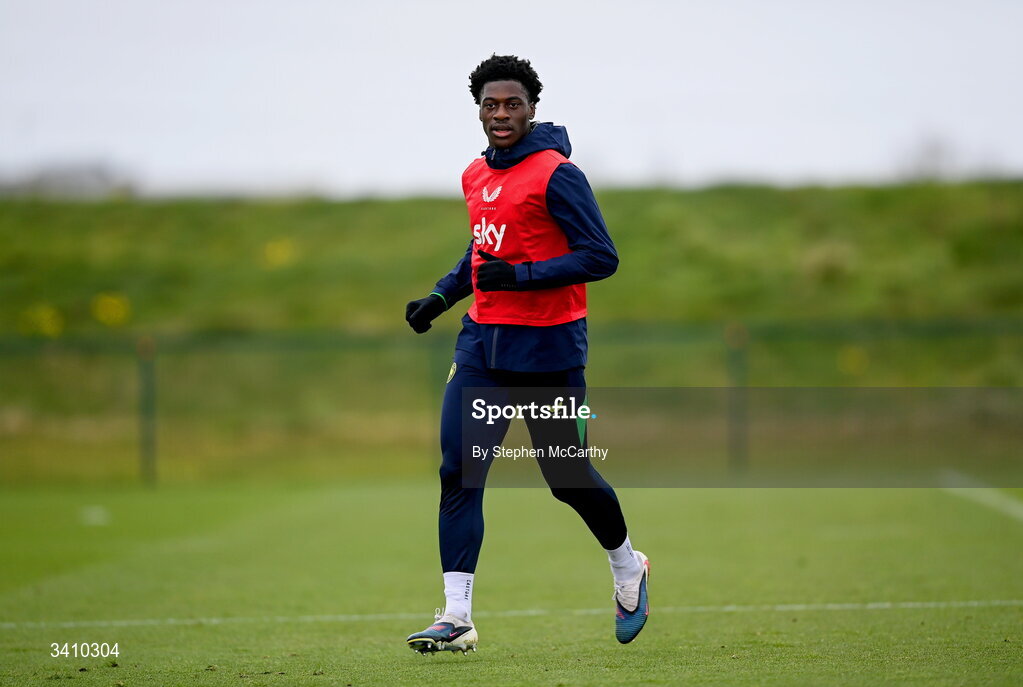 30 March 2026; James Abankwah during a Republic of Ireland men's training session at the FAI National Training Centre in Abbotstown, Dublin. Photo by Stephen McCarthy/Sportsfile